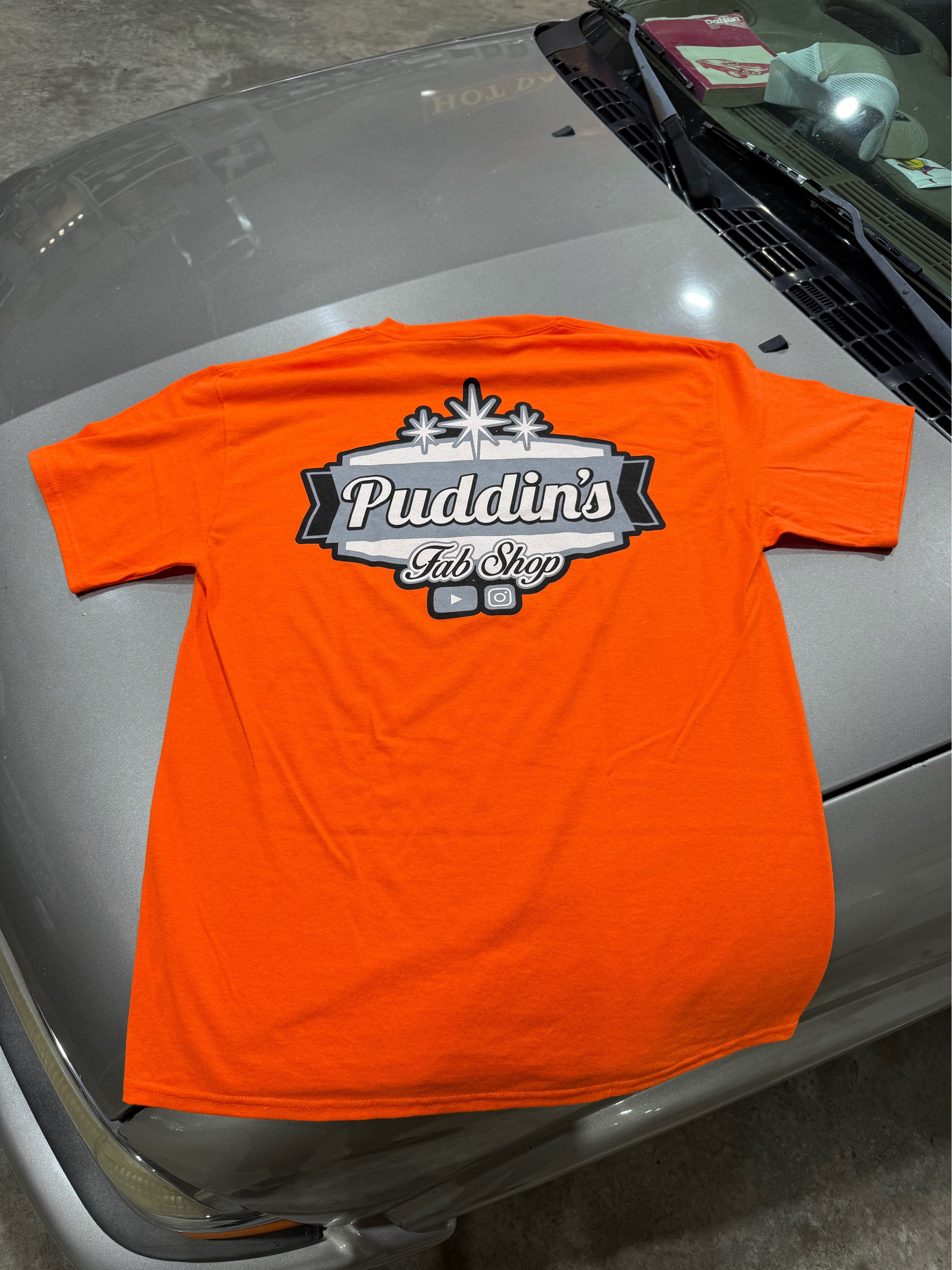 ORANGE HI VIS Puddin's Logo S/S Tee – Puddin's Fab Shop